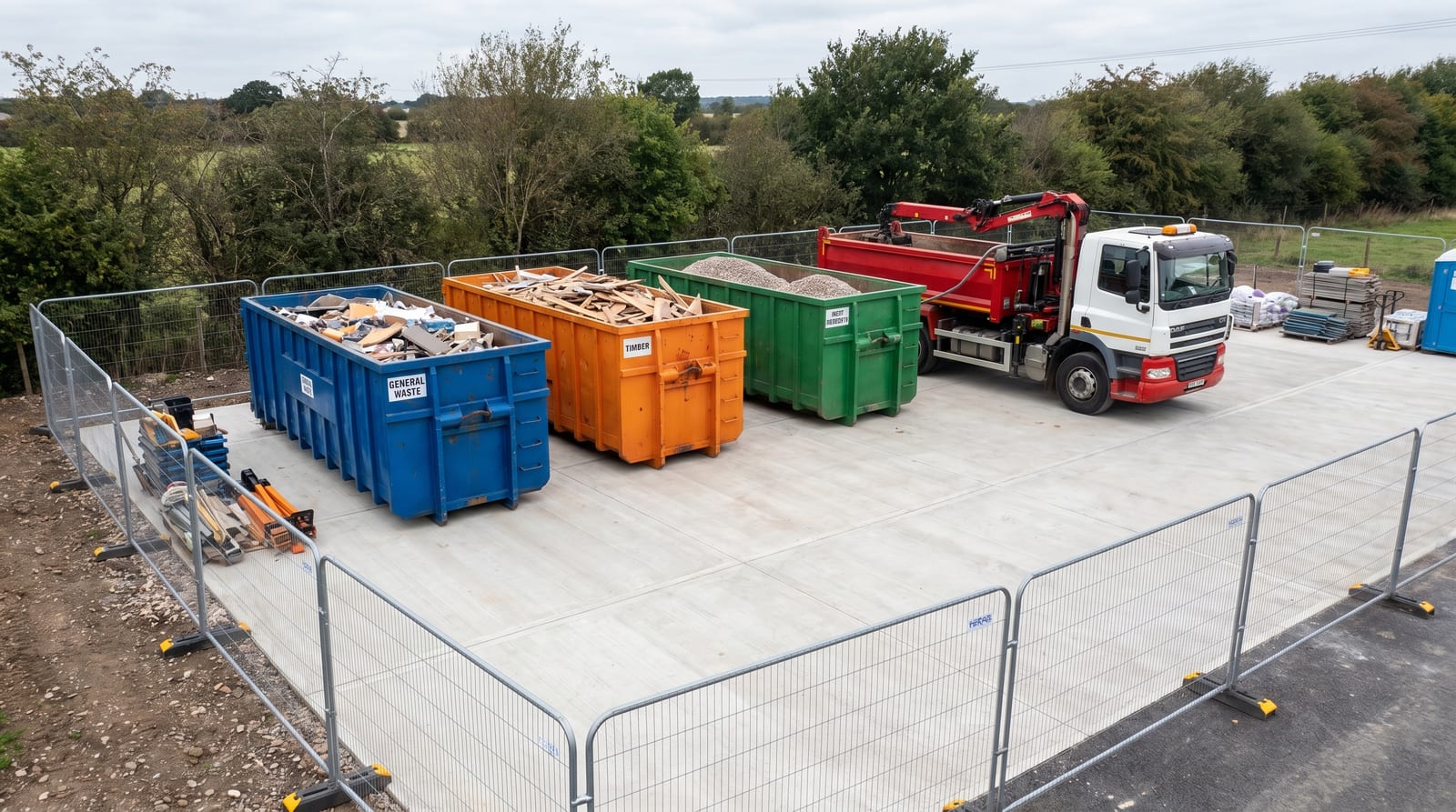 USP grab lorry loading excavation spoil from a utility trench on a live residential site